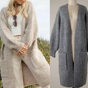410. 🛑MIRACLE AT COST POCKET Duster Cardigan Sweater grey Gray chunky